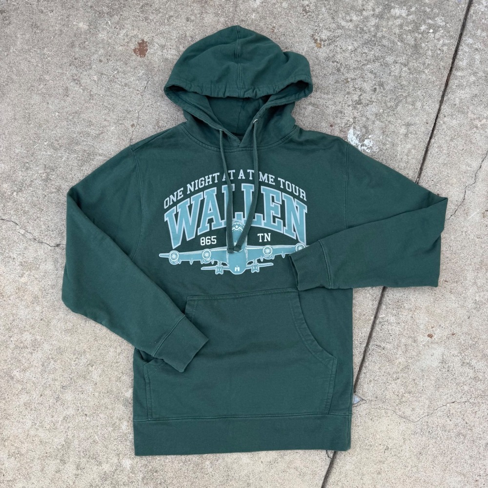 Morgan Wallen Hoodie Mens S Green One Night At A Time Tour 2024 Concert Merch